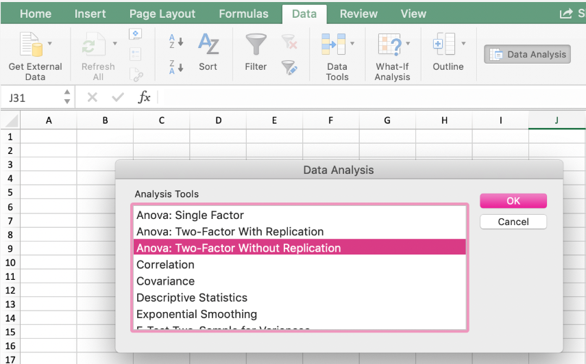 Activate analysis toolpak add in